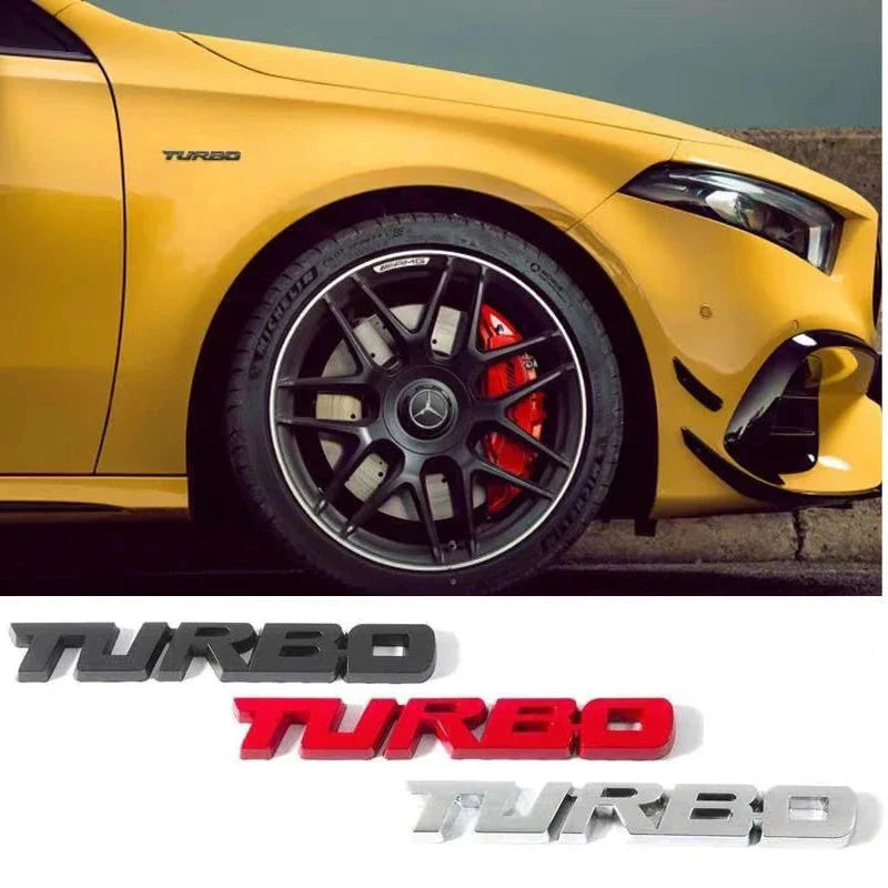 3D Turbocharged Metal Alloy Car Sticker – Universal Car Modification Badge & Decorative Emblem