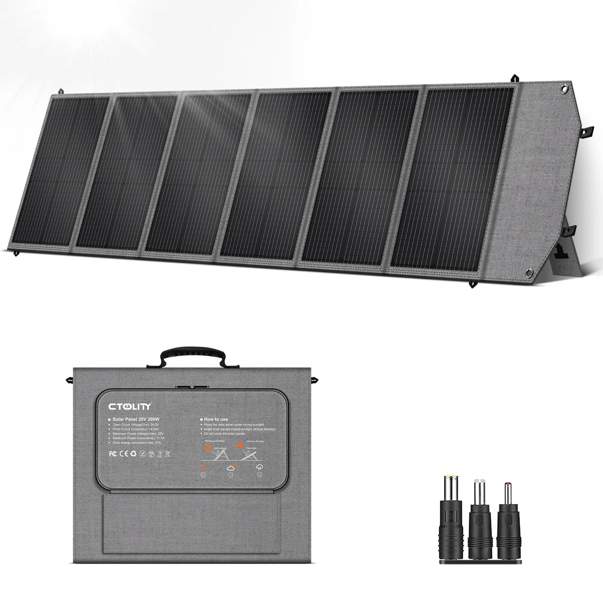 CTOLITY 2400W Power Station With 200W Solar Panel 20.5V USB TYPE-C Portable Power Bank 1024Wh Lifepo4 Battery Charging Station