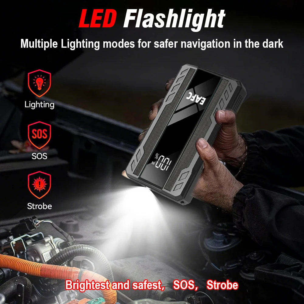 EAFC 1000A Car Jump StarterPower Bank 6400mAh Portable   Emergency Battery Booster Starting Charger SOS Flashlight  PowerBank
