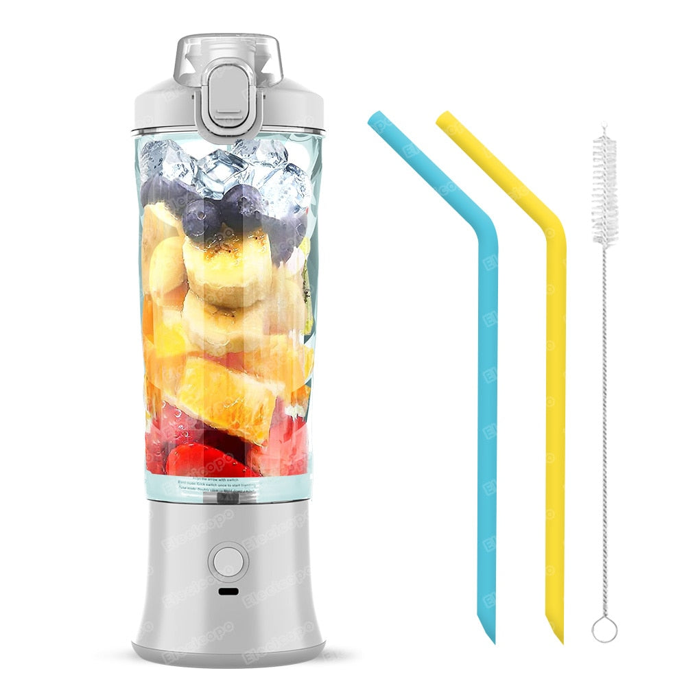 Multifunctional Portable Electric Juicer: 600ML Fruit Mixers Blender with 4000mAh USB Rechargeable Smoothie Mini Blender Machine