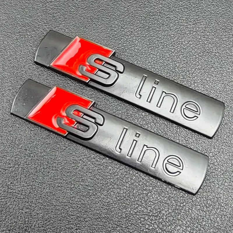 2PCS 3D Metal S Line Emblem Car Badge Stickers – Fender & Trunk Decal for Audi A1 A3 A4 A5 A6 A7 A8 Q2 Q3 Q5 Q7 RS5 TT Accessories