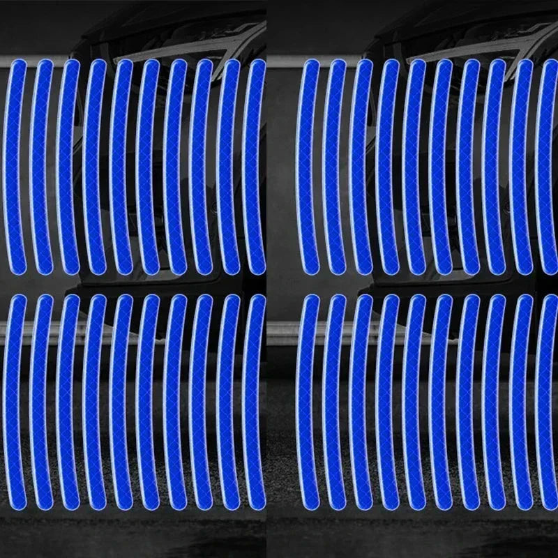 Car Wheel Hub Reflective Stripes Stickers – Night Safety Tire Rim Decals, Waterproof Warning Tape for Vehicle Decoration