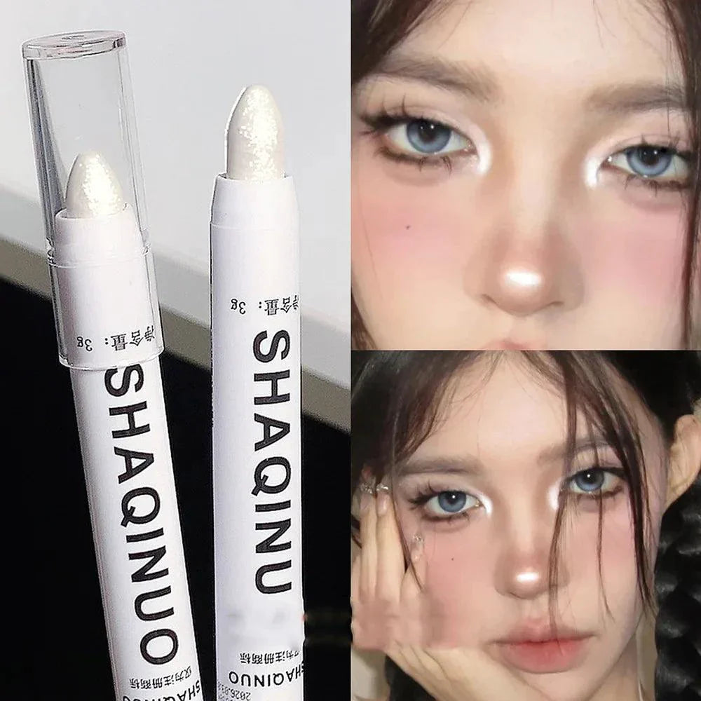 Matte Eyeshadow Stick White Eyeliner Shimmer Silver Highlighter Pen Cream Formula