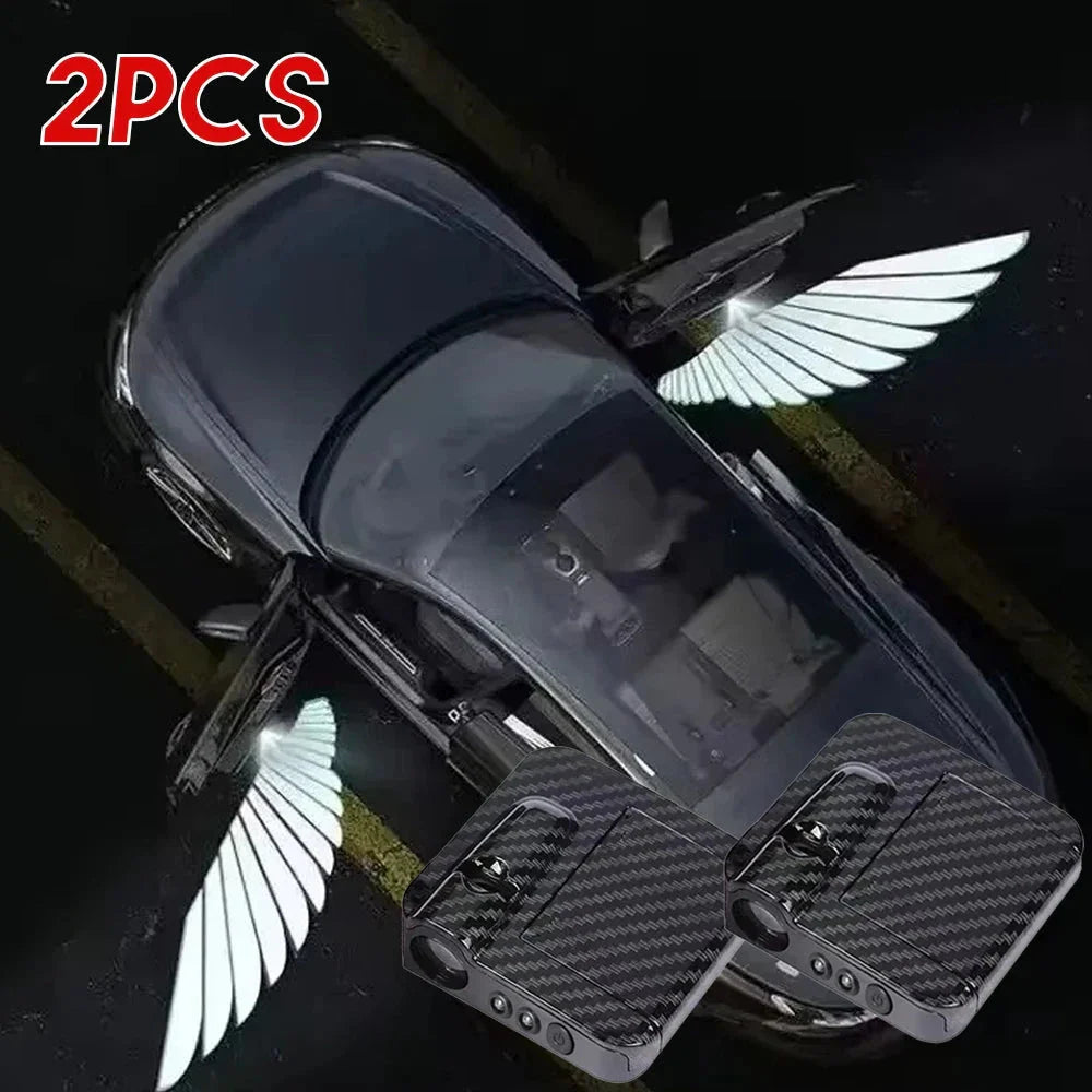 2PCS Car Angel Wings Welcome Light – LED Door Projector Lamp for Universal Car Models