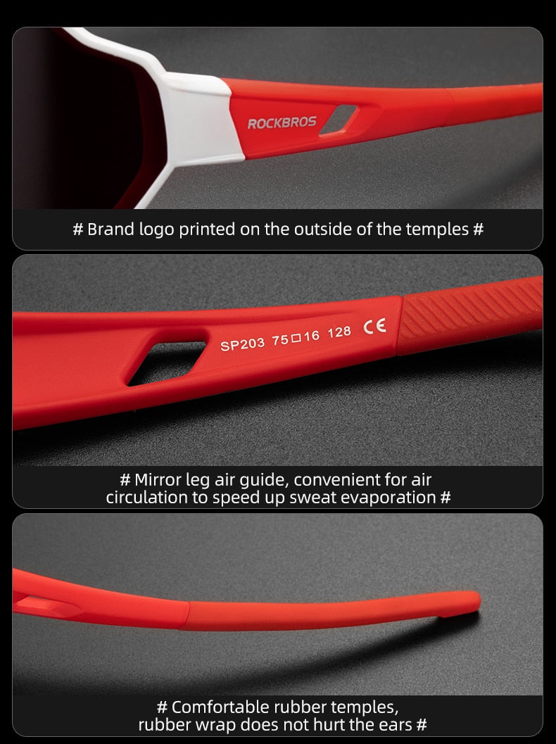 Photochromic Polarized Sunglasses for Men and Women - Cycling Glasses for Outdoor Sports, Hiking, and Biking with Inner Frame