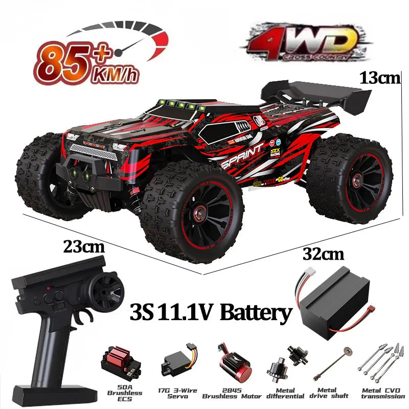 9522PRO 1:16 RC Car - 85KM/H Brushless 4WD Off-Road Drift Racing Truck with LED Lights, Professional High-Speed Remote Control Car