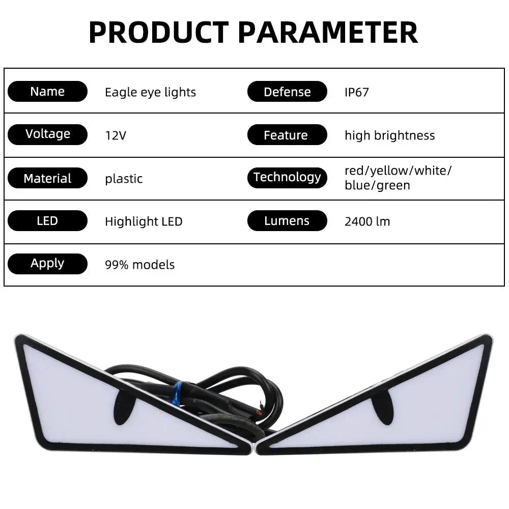 2PCS LED Devil’s Eye Lights – Universal Car & Motorcycle Headlight/License Plate Decorative Light