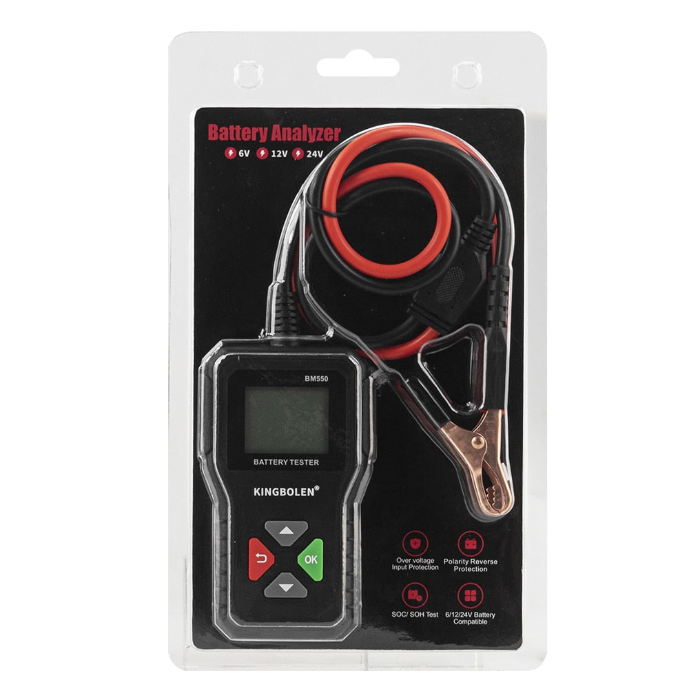 KINGBOLEN BM550 Car Battery Tester 6V 12V 24V 100-2000 CCA Battery System Detect Auto Battery Analyzer Car Battery Tool PK KW208