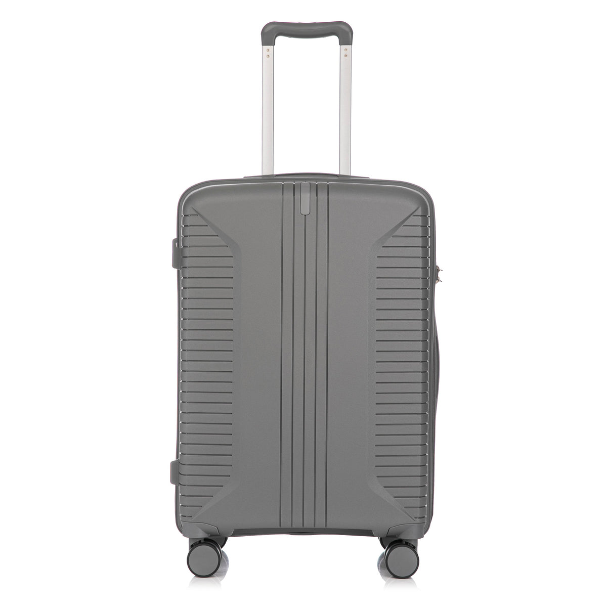 3-Piece PP Spinner Wheel Luggage Set 20'/24'/28' Silver Grey