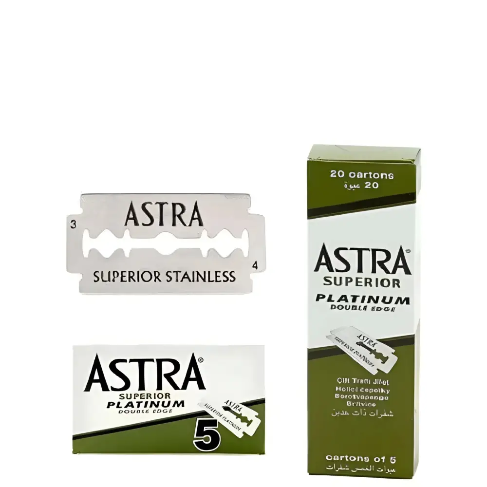 Astra Double Edge Razor Blades Platinum Coated Edge For Wet Shaving Enthusiasts 100 Pack