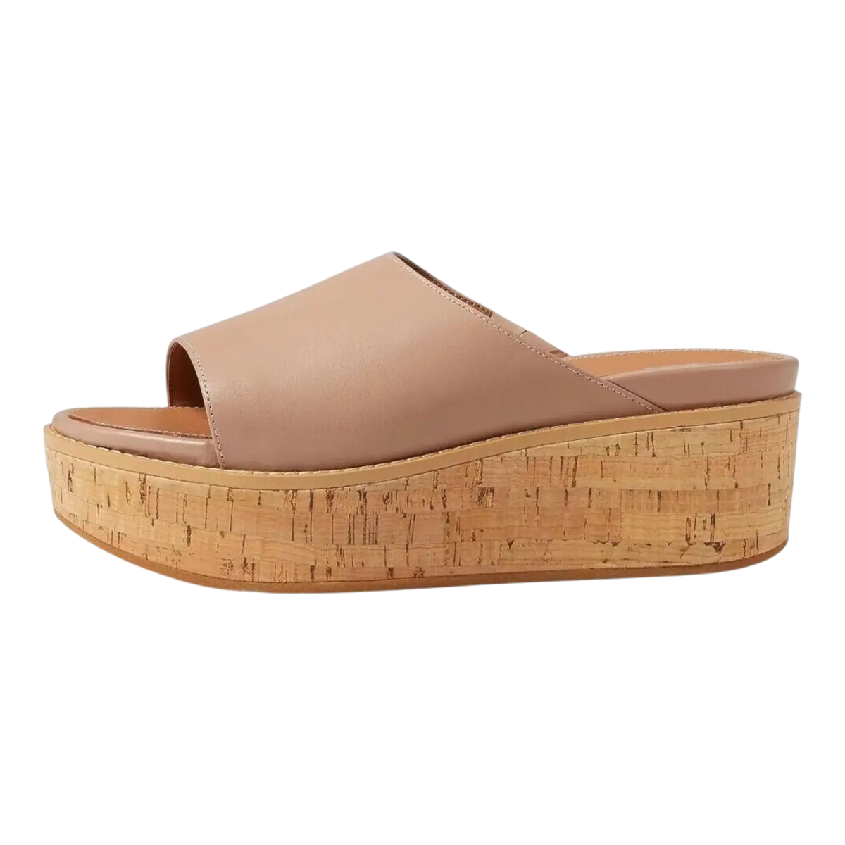 FitFlop Eloise Women Sandals Beige Leather Cork-Wrap Wedge