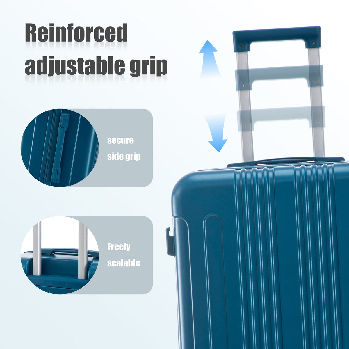 3-Piece ABS Spinner Wheel Luggage Set 20"/24"/28" Dark Blue