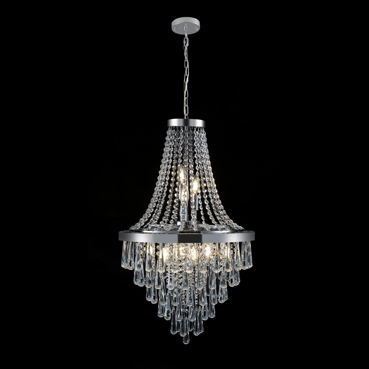 20" Chrome Crystal Chandelier with Adjustable Height