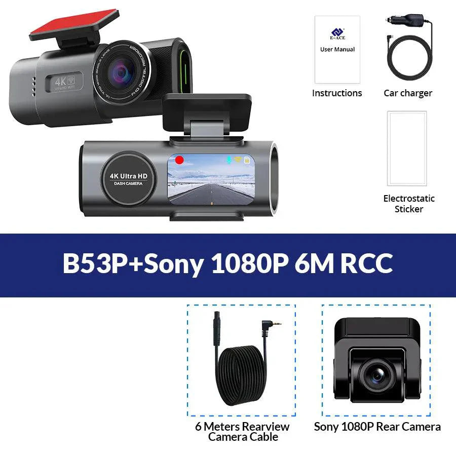 Acceo 4K Ultra HD Dash Cam Dual Lens With WiFi GPS Night Vision Parking Mode Built In