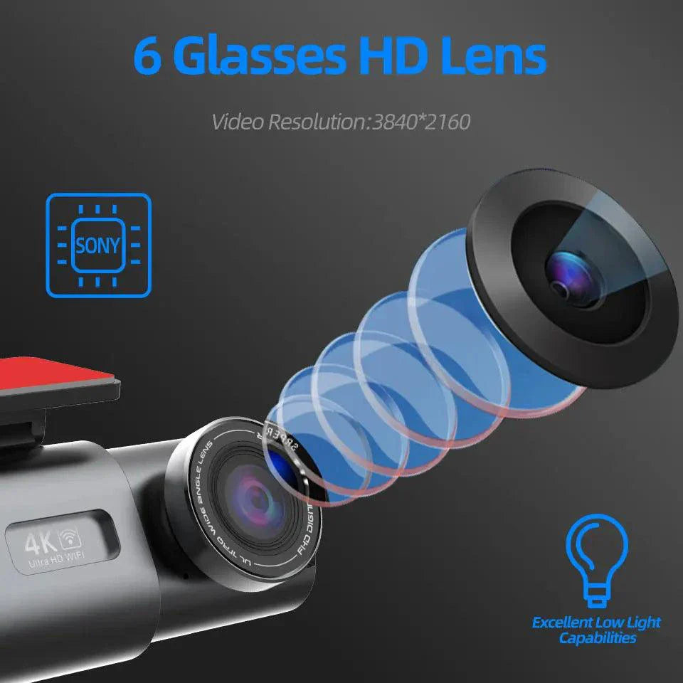 Acceo 4K Ultra HD Dash Cam Dual Lens With WiFi GPS Night Vision Parking Mode Built In