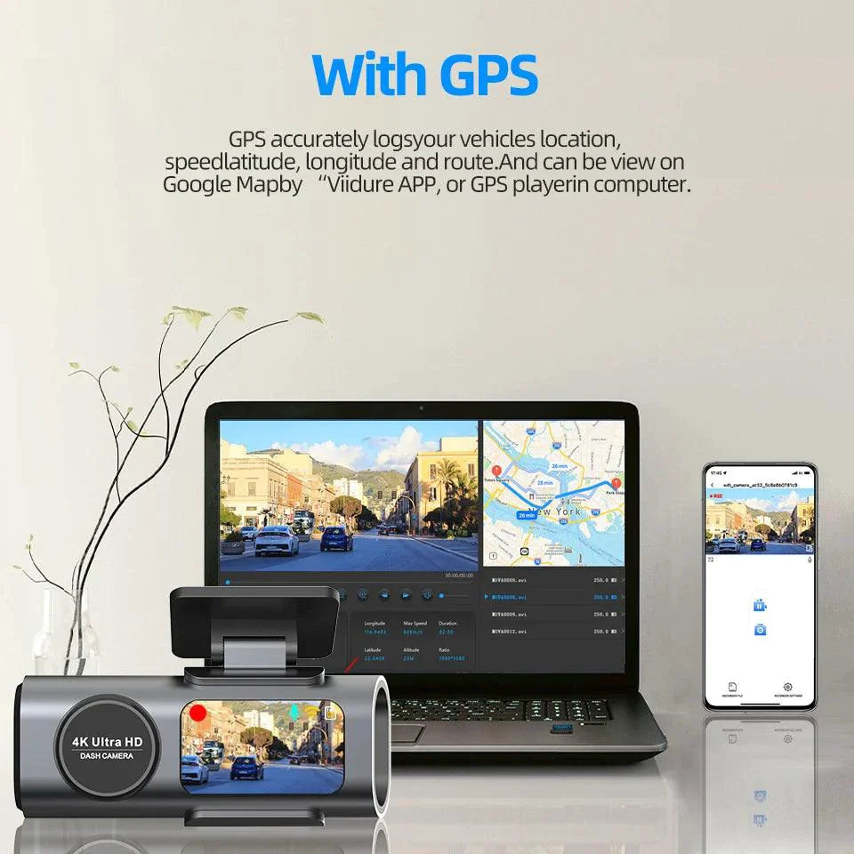Acceo 4K Ultra HD Dash Cam Dual Lens With WiFi GPS Night Vision Parking Mode Built In