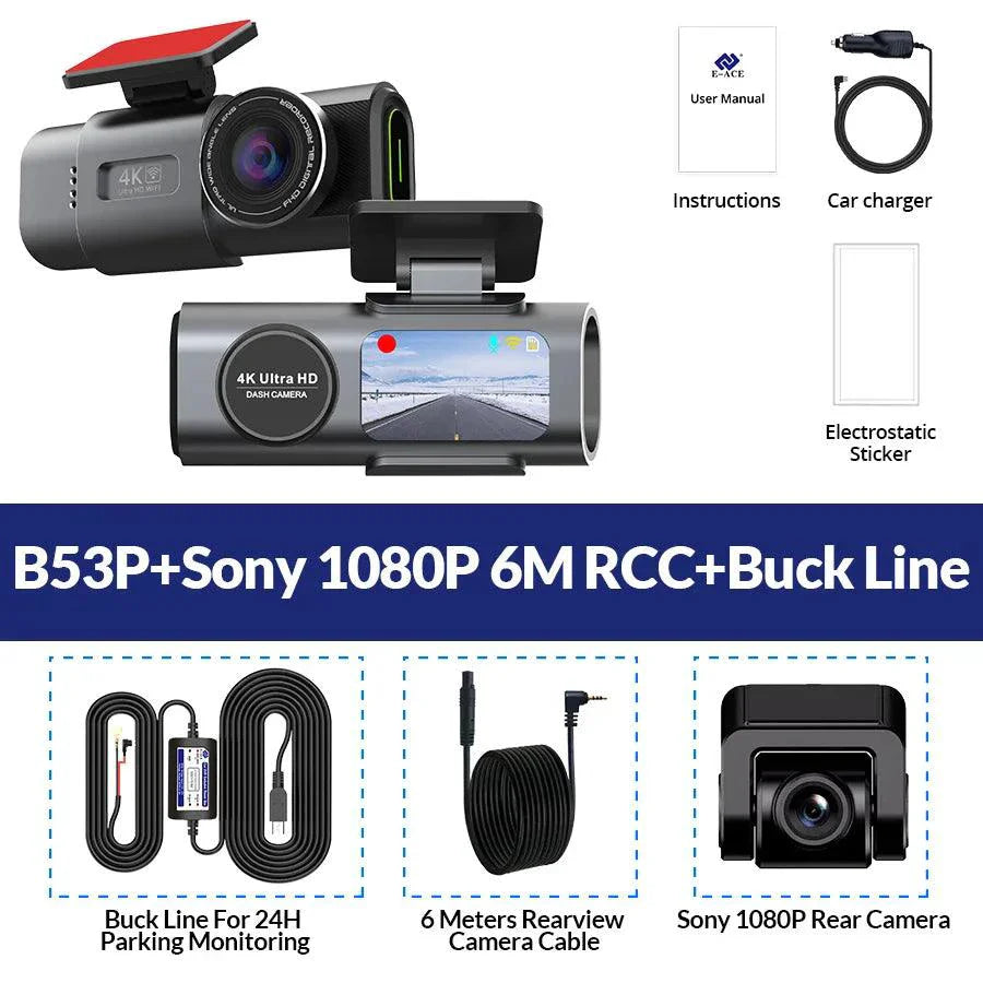 Acceo 4K Ultra HD Dash Cam Dual Lens With WiFi GPS Night Vision Parking Mode Built In