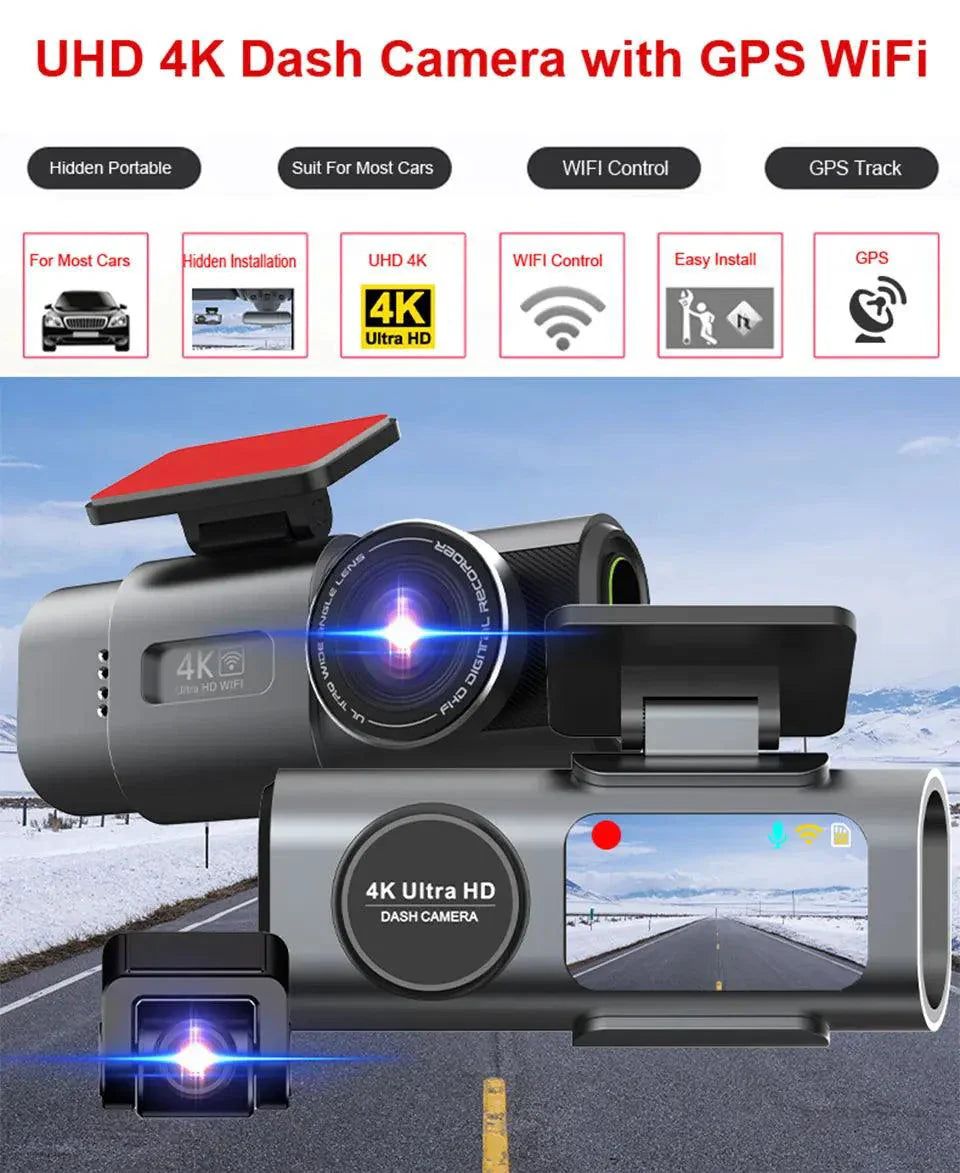 Acceo 4K Ultra HD Dash Cam Dual Lens With WiFi GPS Night Vision Parking Mode Built In