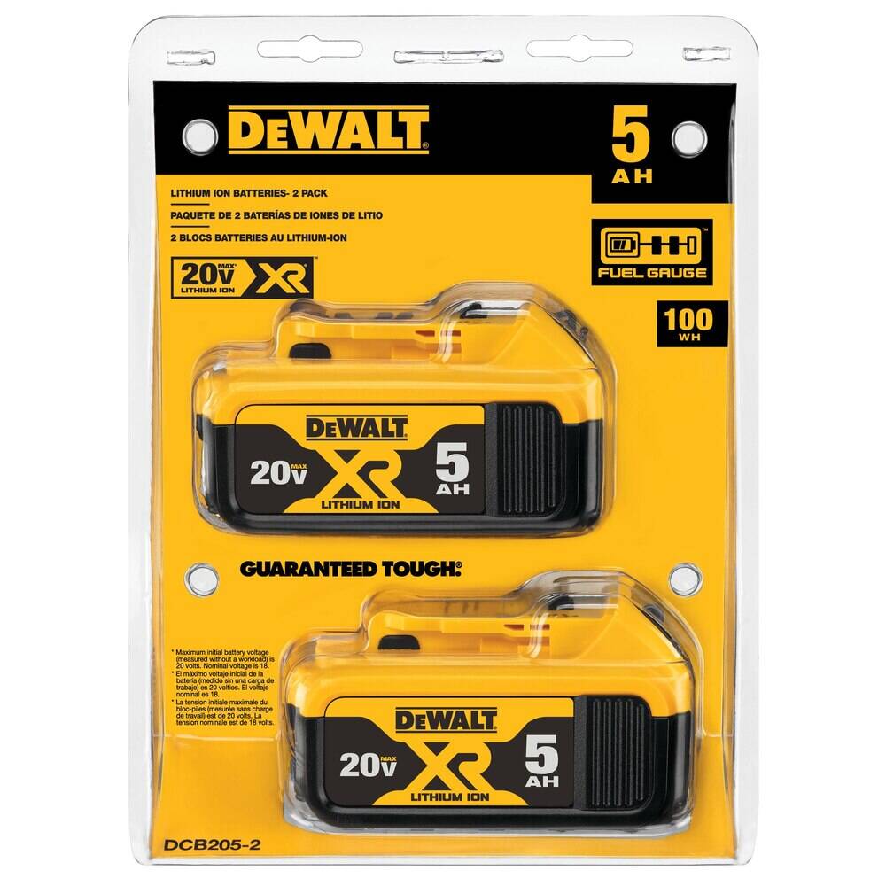 DEWALT DCB205-2 20V Max* XR 20V Battery, 5.0-Ah, 2-Pack
