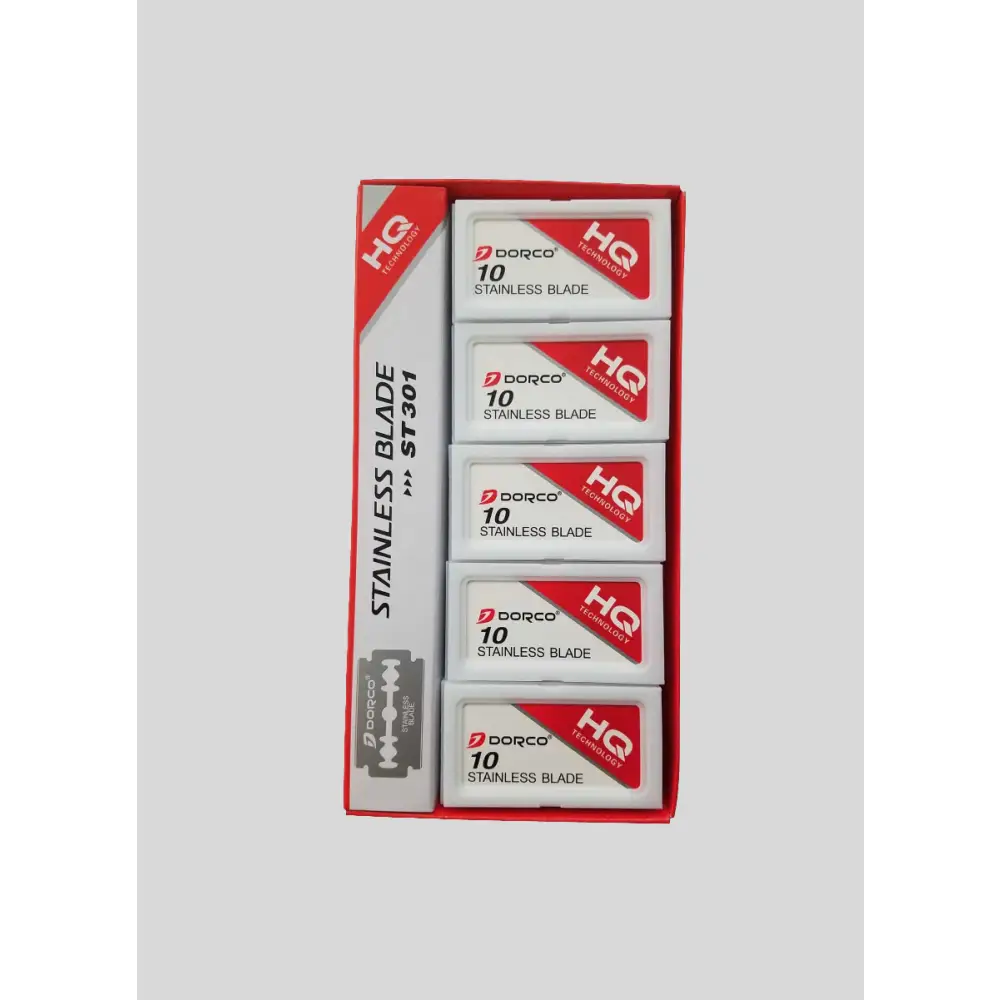 Dorco Platinum Double Edge Razor Blades ST-301 100 Pack Stainless Steel For Men Premium Long Lasting Sharpness