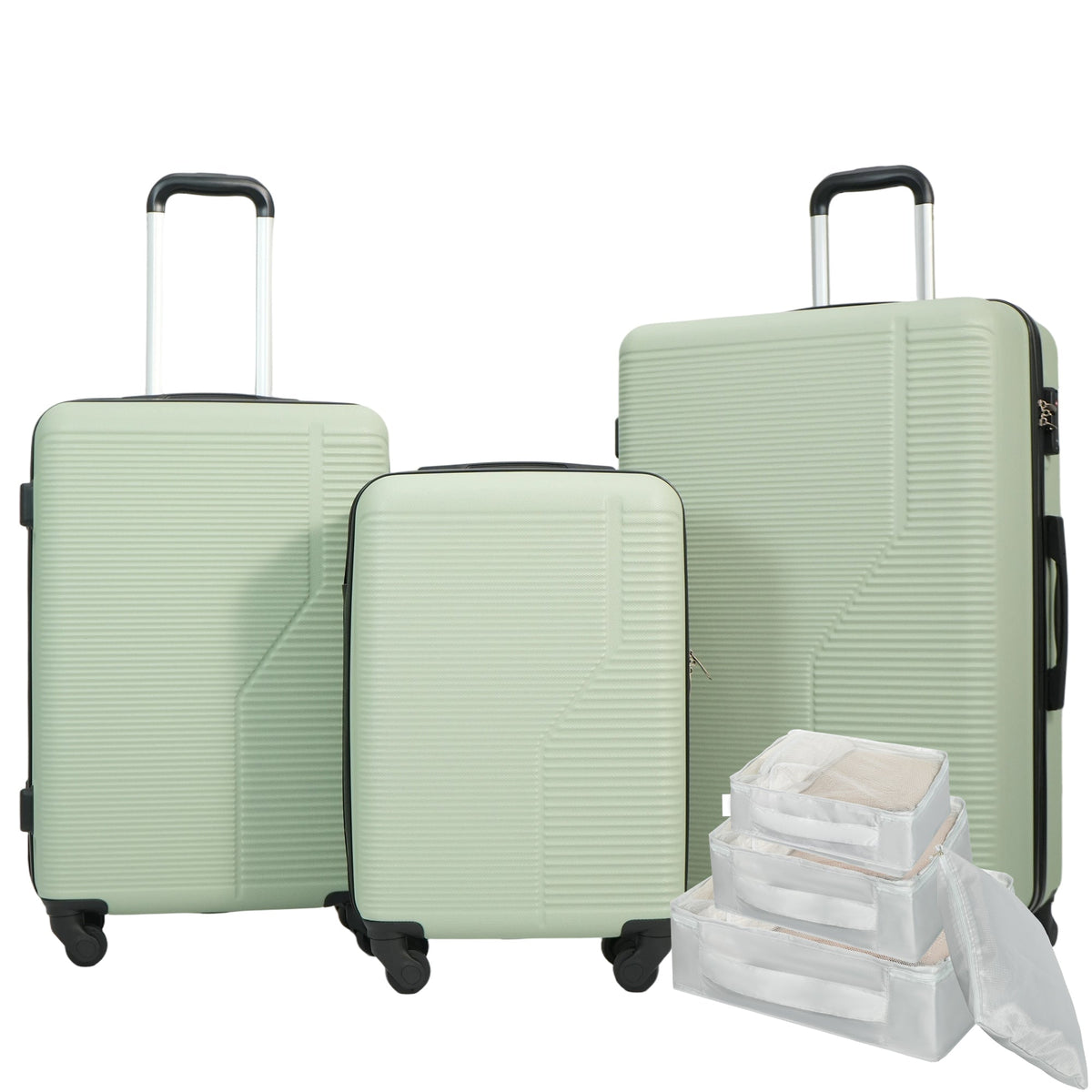7-Piece ABS Lightweight & Durable Luggage Set in Green