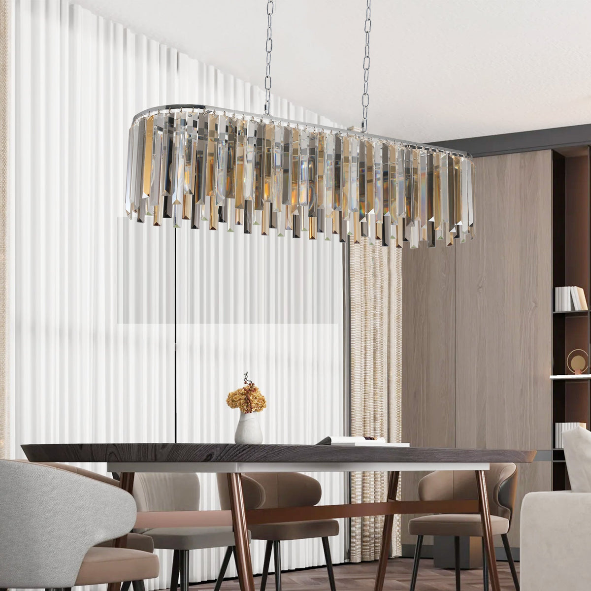 Modern Oval Crystal Ceiling Chandelier