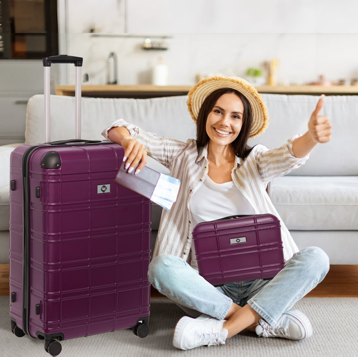 Luggage Sets ABS+PC Hardshell 4pcs Spinner Wheels with TSA Lock