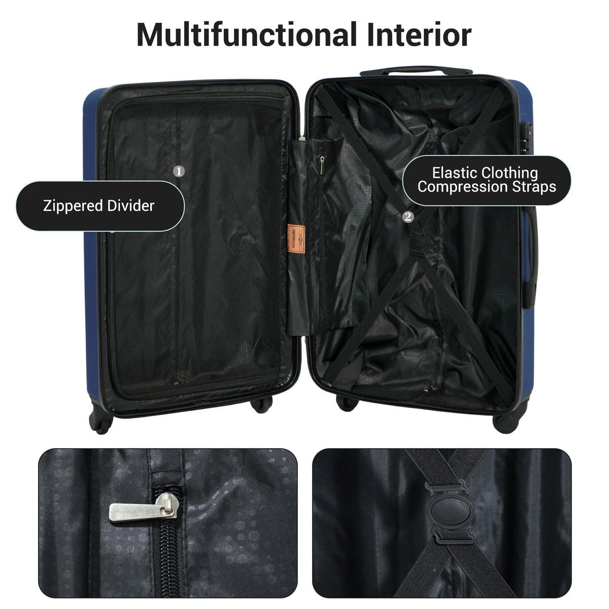 7-Piece ABS Luggage Set with Spinner Wheels and TSA Lock