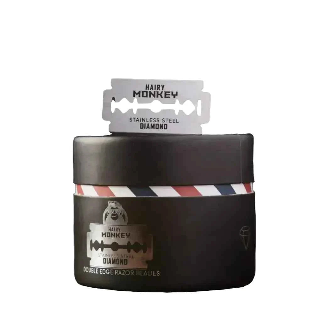 Hairy Monkey Diamond Stainless Steel Blades 100 Pack for Professional Barbers Micro Ground Platinum Coated Precision