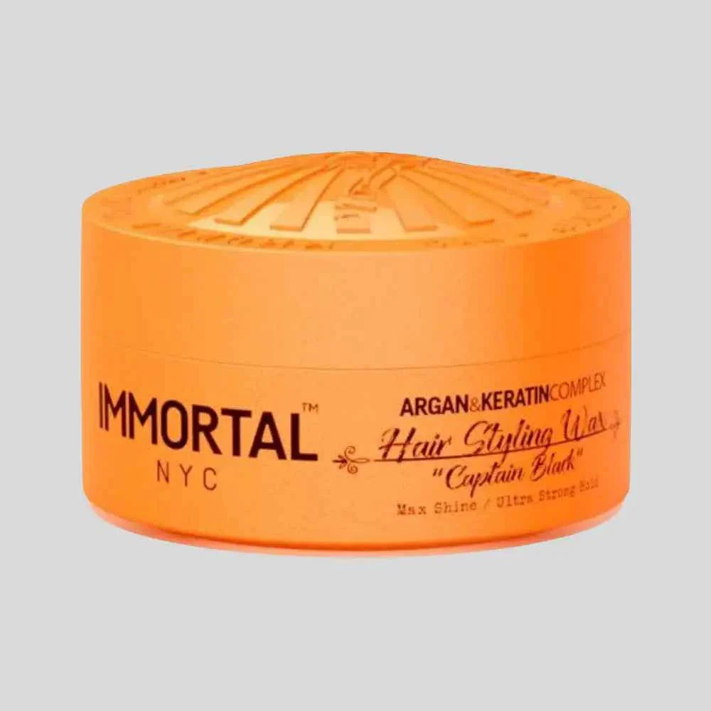 Immortal NYC Captain Black Hair Wax Water Based Max Shine And Ultra Strong Hold For Men Grooming Pros
