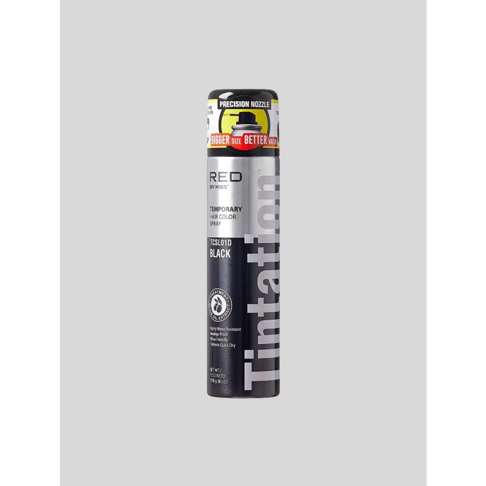 KISS Tintation Temporary Hair Color Spray Black Quick Dry Smudge Proof Root Coverage For Last Minute Events