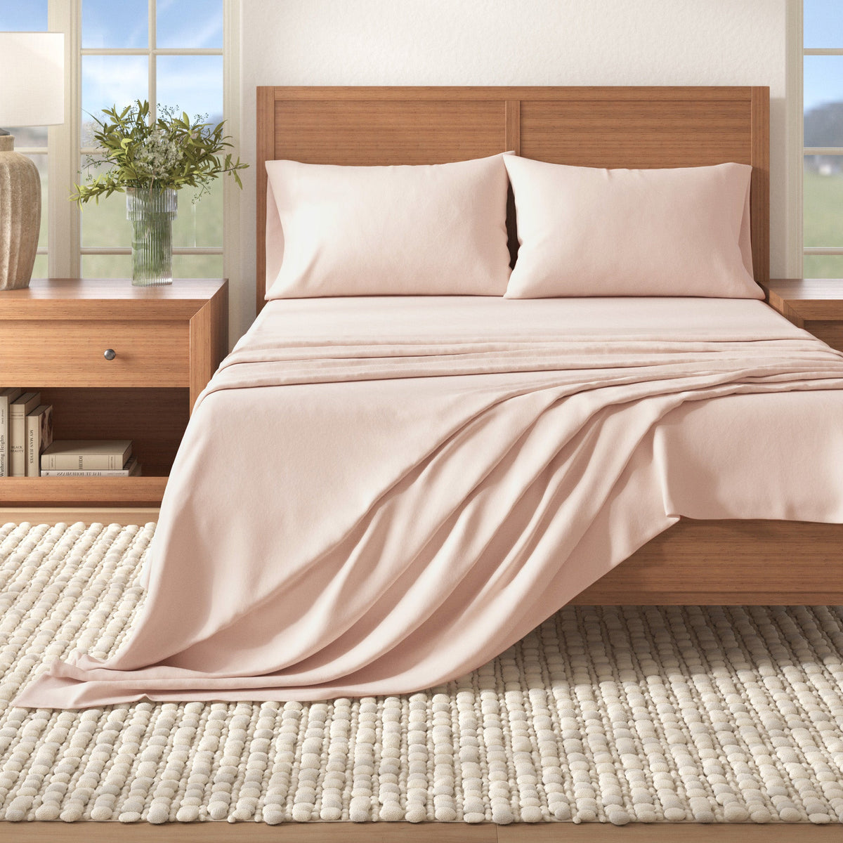4-Piece Cotton Solid Flannel Sheet - Nordic Collection