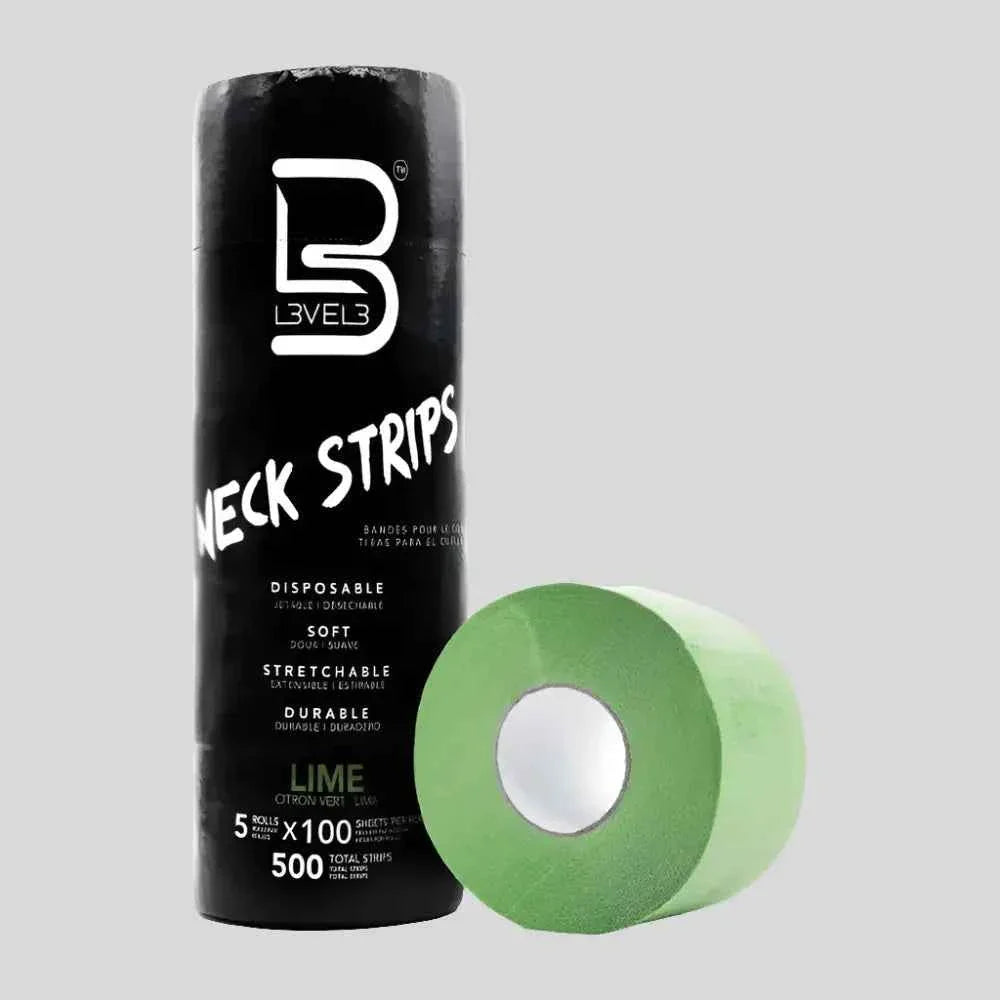 L3VEL3 Neck Strips Bulk Pack 500 Disposable Lime Green Salon Hygiene For Barbers And Stylists