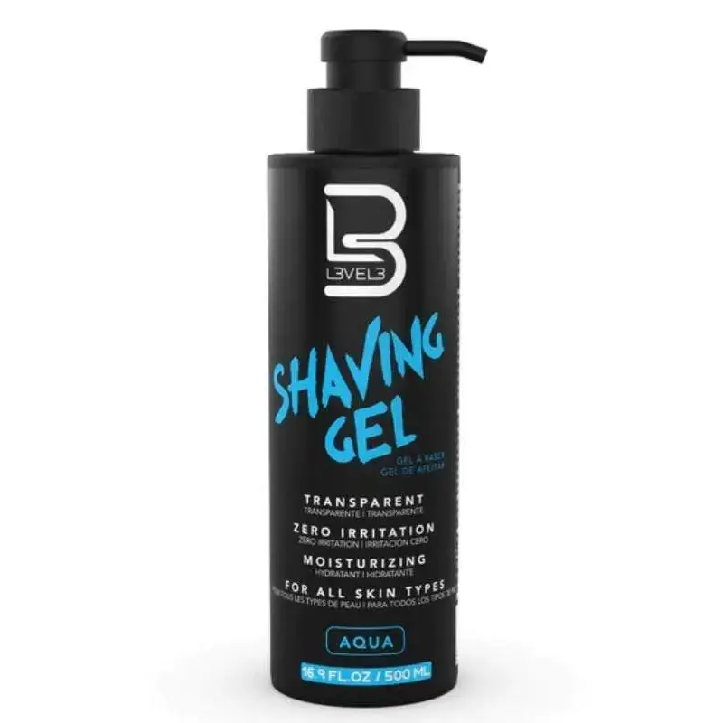 L3VEL3 Transparent Shaving Gel 500ml For Men Clear Non Foaming Gel With Protective Barrier