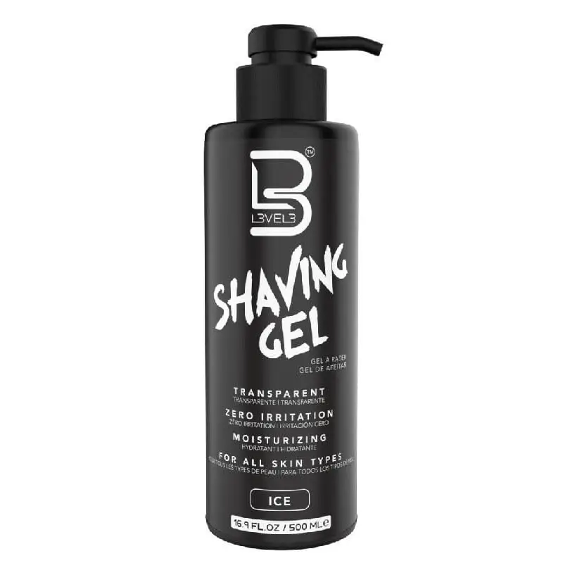 L3VEL3 Transparent Shaving Gel 500ml For Men Clear Non Foaming Gel With Protective Barrier