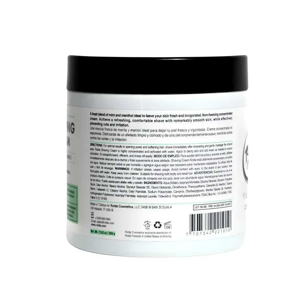 Rolda Menthol Mint Shaving Cream For Sensitive Skin Hydrating Soothing Cooling Shave