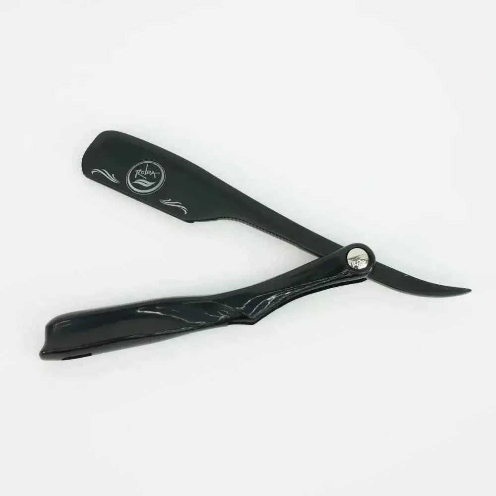 Rolda Stainless Steel Straight Edge Razor Holder Black For Professional Barbers With Ergonomic Precision And Control