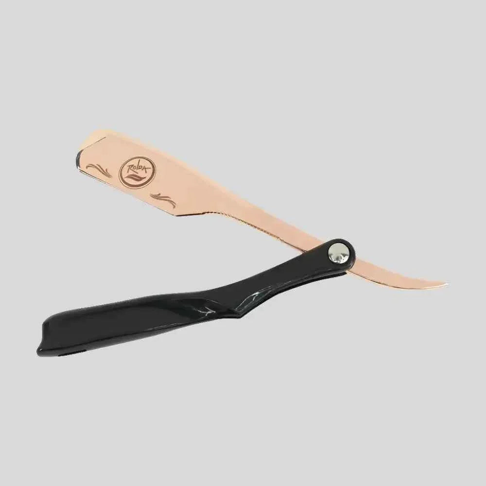 Rolda Stainless Steel Rose Gold Straight Edge Razor Holder For Barbers And Salons Durable Professional Grade Tool