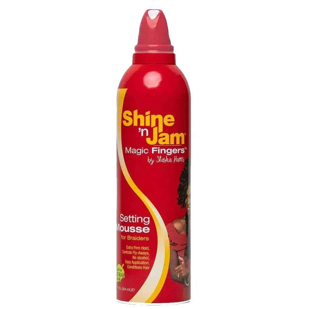 Shine-N-Jam Magic Fingers Setting Mousse For Braiders Tames Flyaways Prolongs Braids Hold