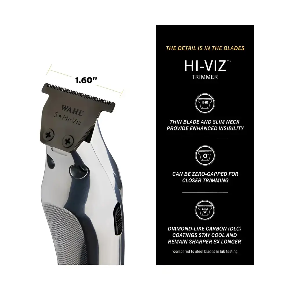 Wahl 5 Star Hi Viz Cordless Trimmer Pro Precision For Barbers Slim Neck Visibility